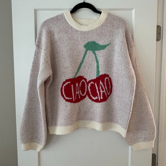 A New Day “Ciao Ciao” Cherry Graphic Sweater - Picture 1 of 2